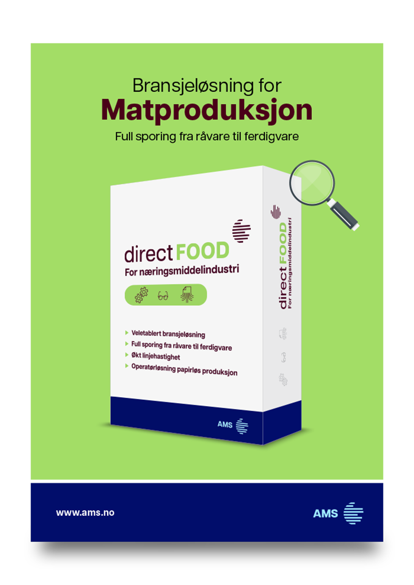 direct FOOD er en Bransjeløsning for Matproduksjon med Full Sporing fra råvare til ferdigvare.