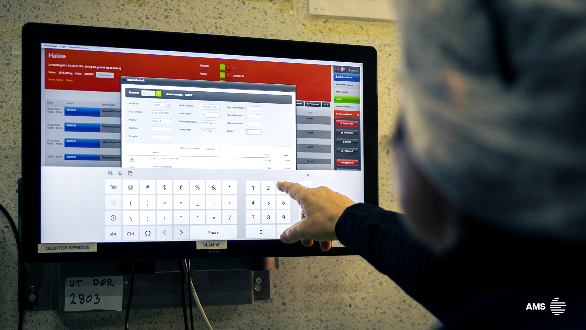 Material consumption in direct FOOD – registration and traceability